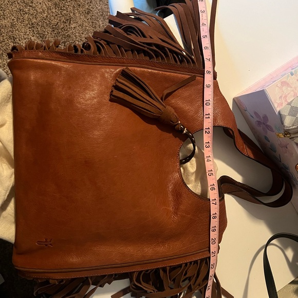 Frye Tan Leather Fringe Shoulder Bag - Picture 11 of 11